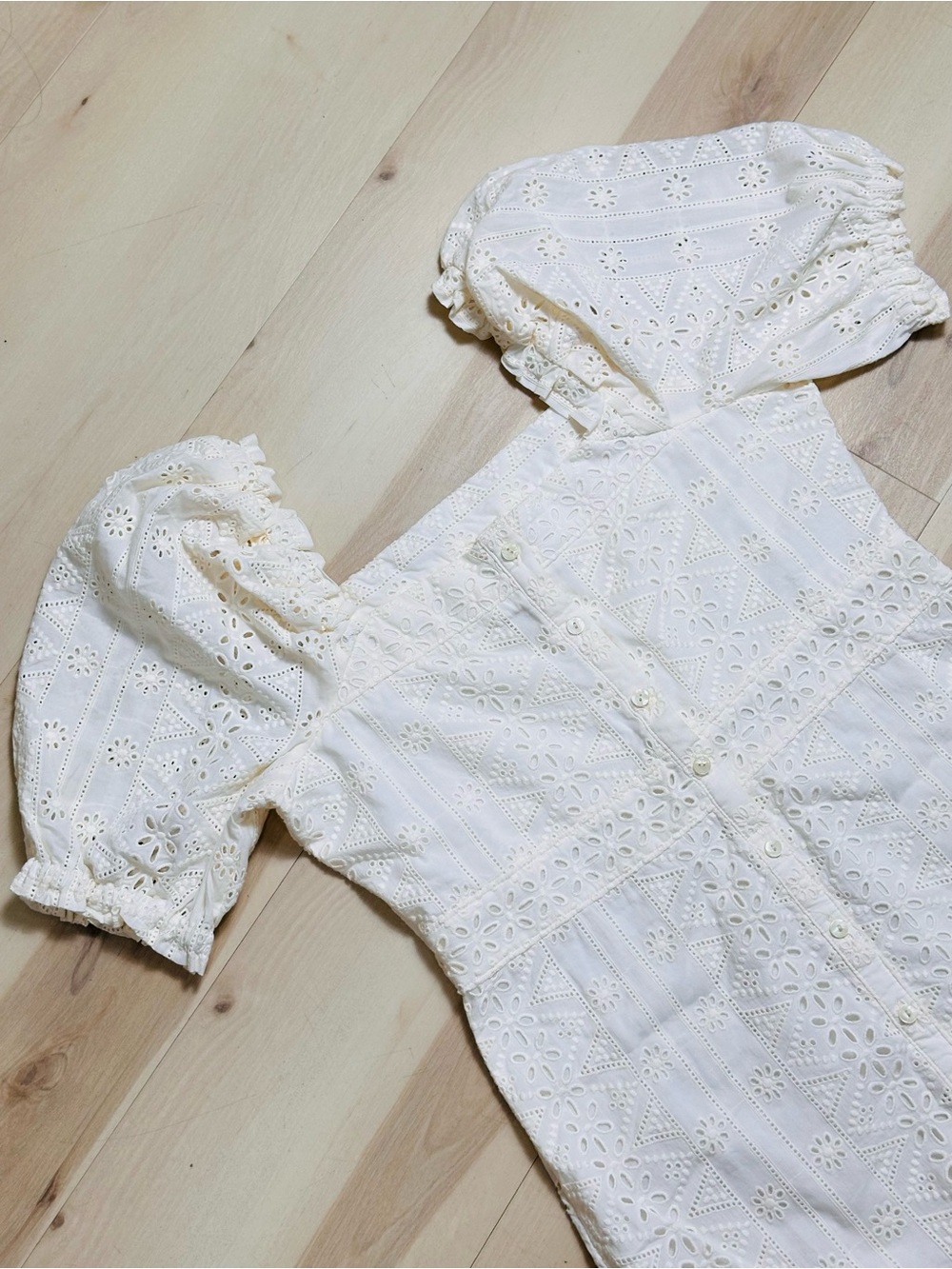 Spartina 449 Catrina Eyelet Dress Pearl White Sz S vintage-inspired French style - Picture 5 of 13
